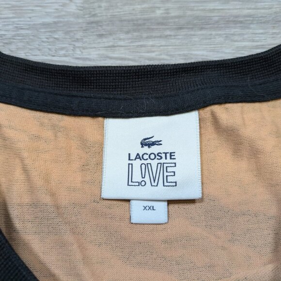 Lacoste Live Men's XXL Tiger Stripe Camo T Shirt Patch Green Brown Army Military - Picture 2 of 6